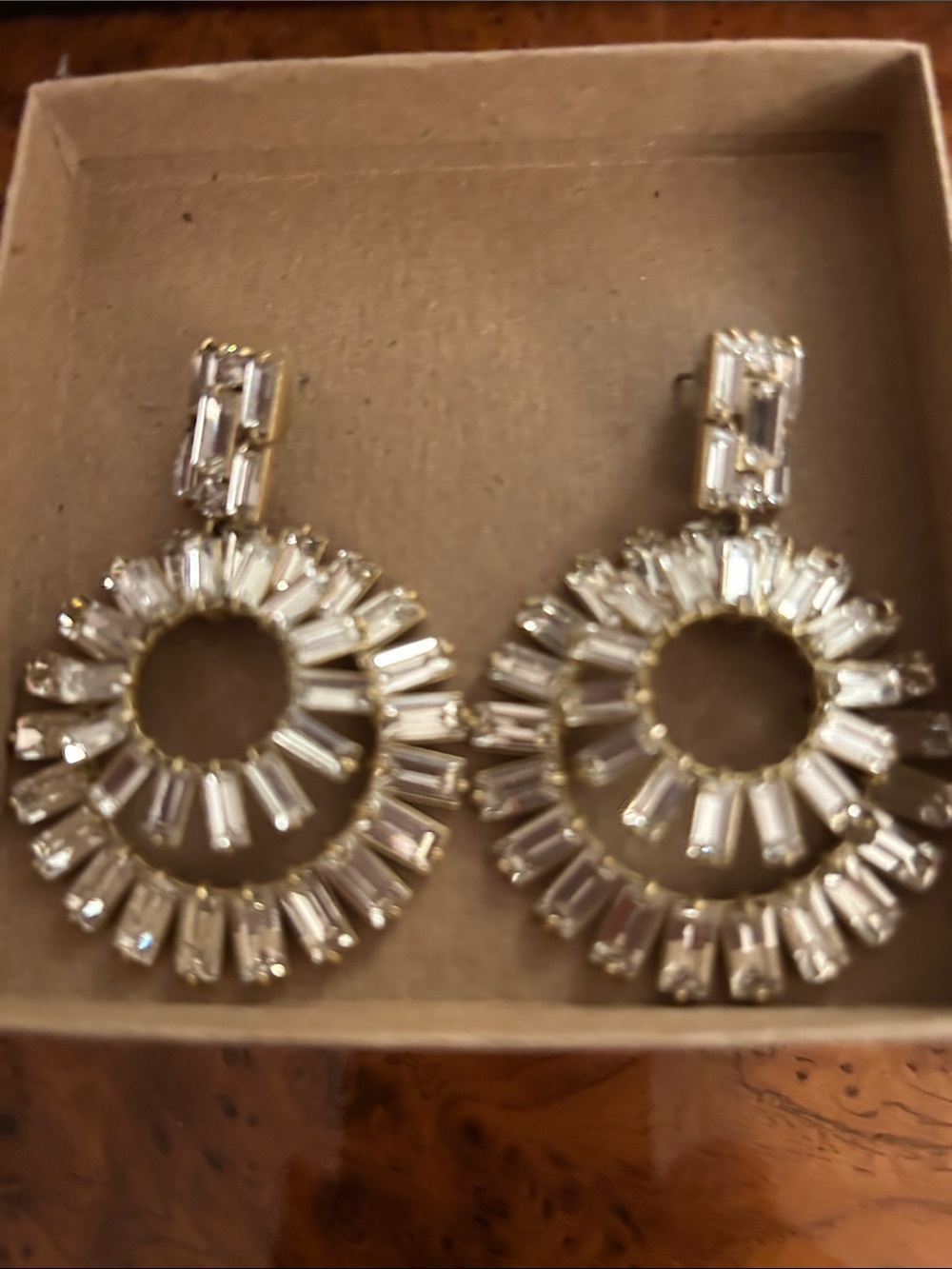 Gold-Tone Clear Crystal Hoop Drop Earrings - Women Jewelry